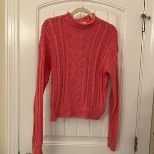 J. Crew Factory Coral Cable Knit Turtleneck Sweater